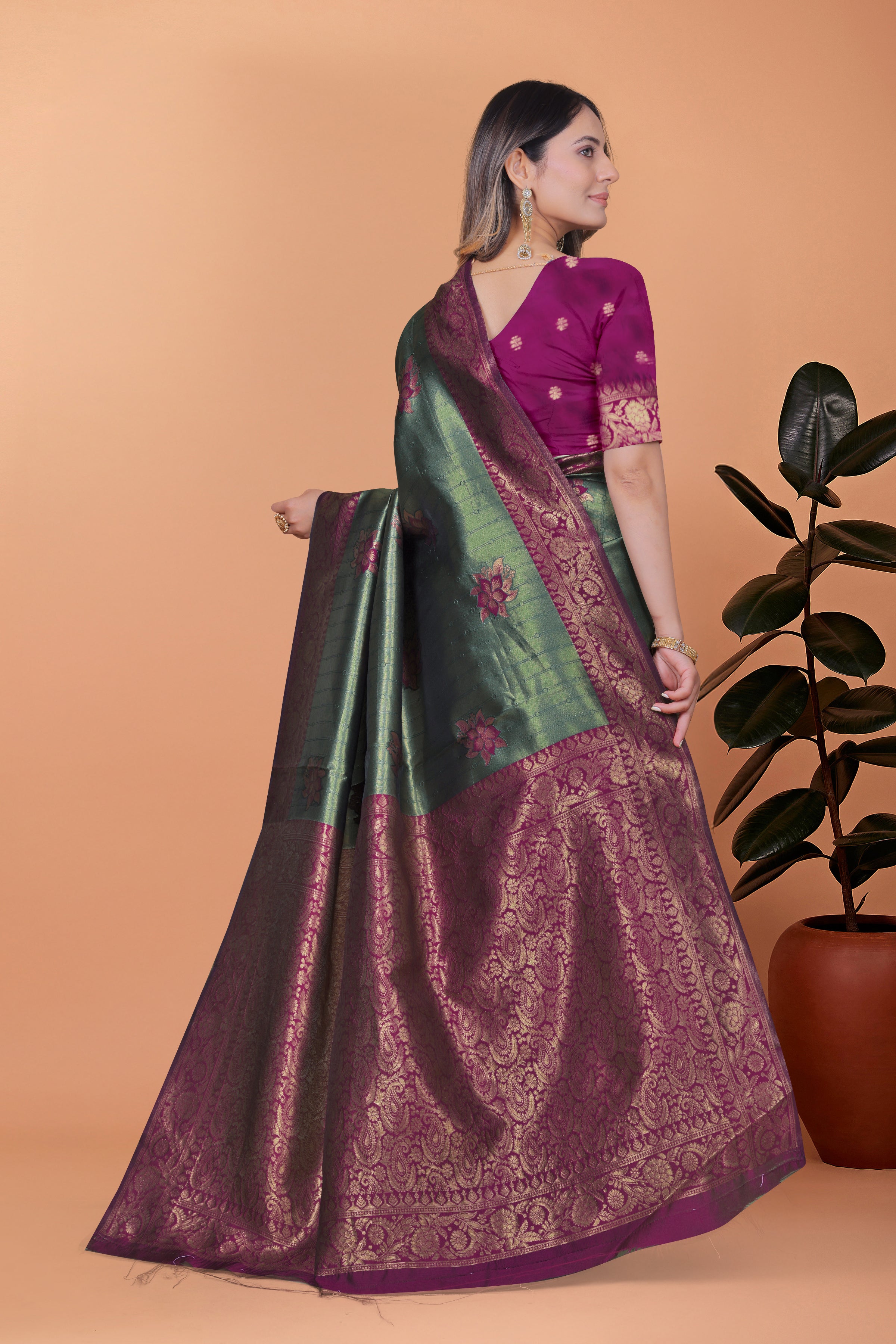 Banarasi Silk Saree with Lotus Motifs with 8 color option 🌺✨